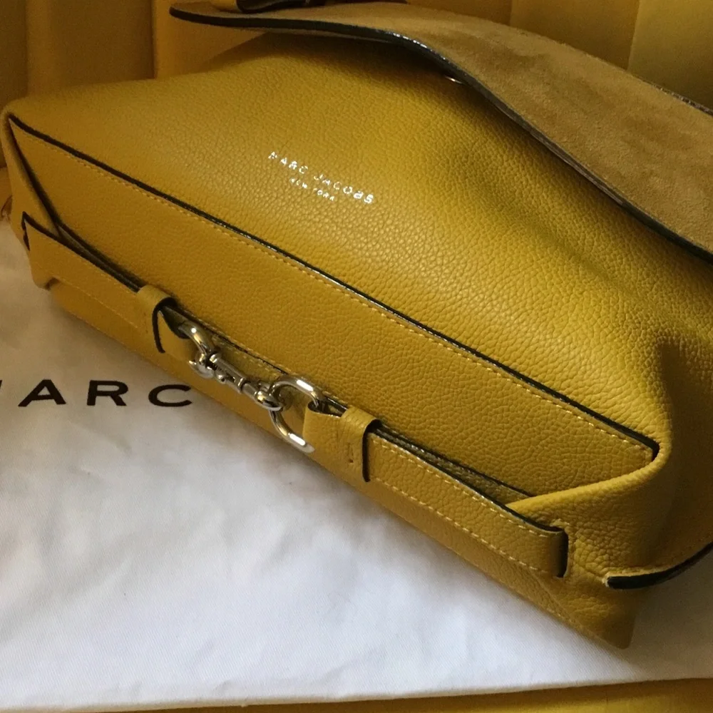Marc Jacobs Waverly Satchel Crossbody Bag Mustard Yellow Leather & Suede